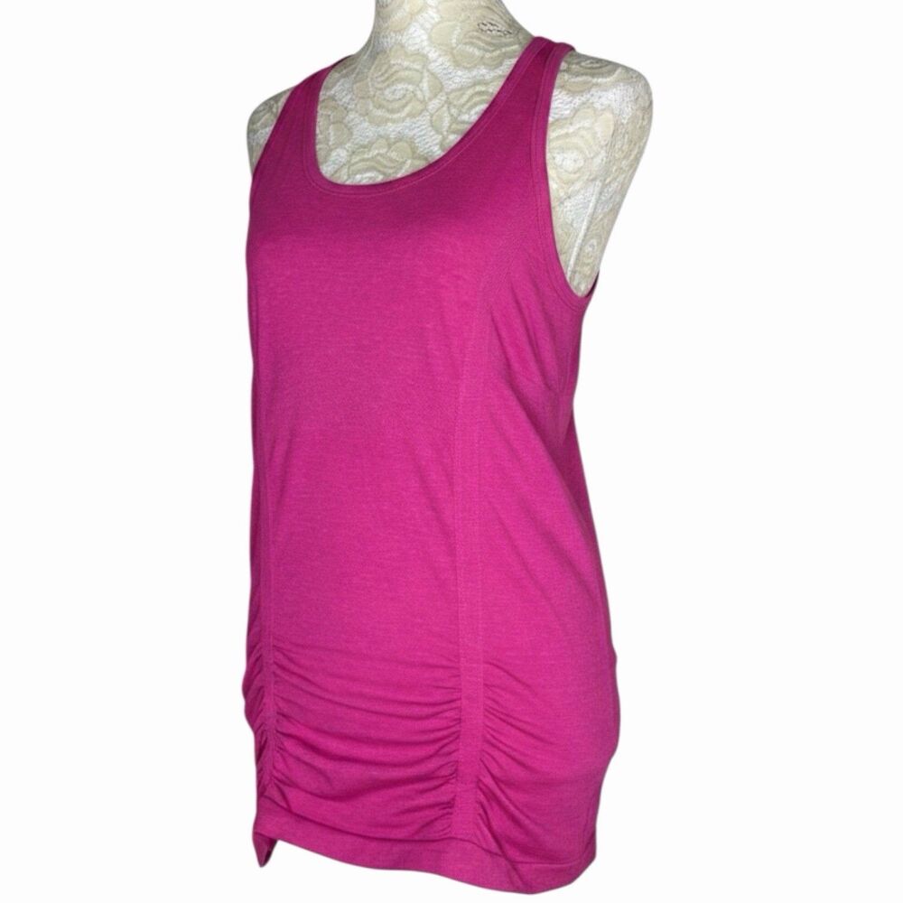 Athleta Ruched Racerback Stretch Knit Tank Top Athleisure Marled Pink S